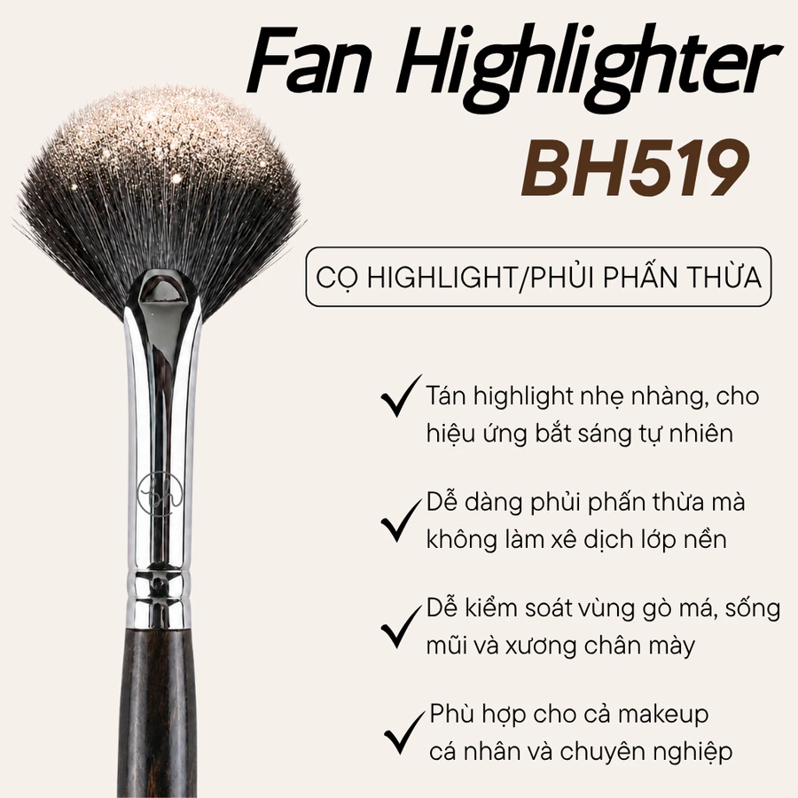 Cọ Highlight Hình Quạt BH Cosmetics Fan Highlighter Brush BH519
